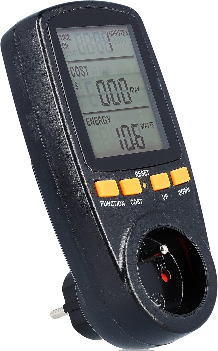 Stroommeter met Display voor Stopcontact: Meet Energieverbruik en Kosten direct