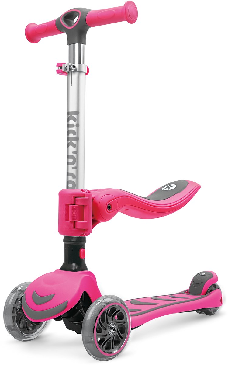 Kick'n'Roll S6 - 2IN1 - Kinderstep - Roze - Afneembaar zitje - Led Wielen