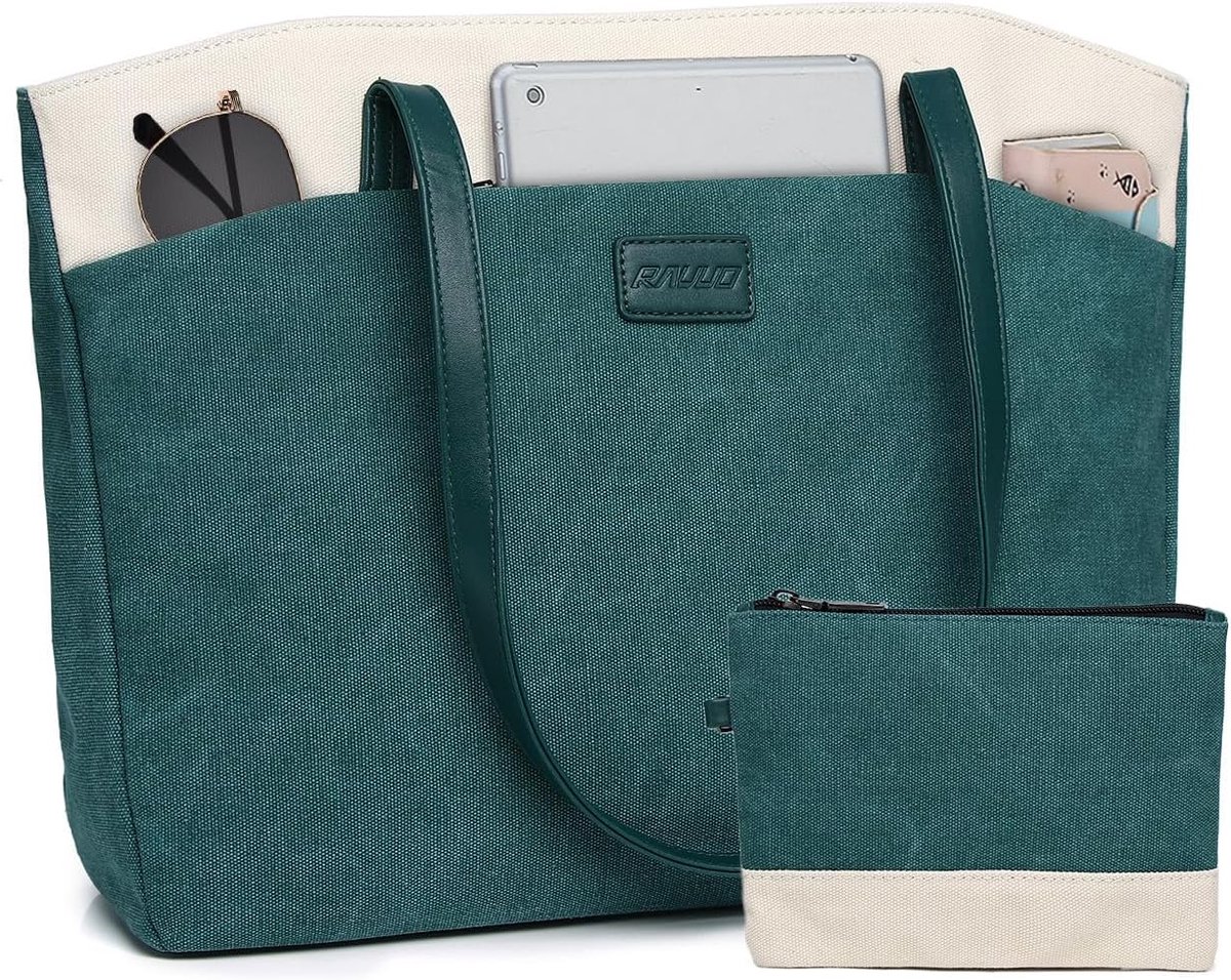 Waterdichte Laptoptas voor Dames 15.6 Inch - Canvas Handtas voor Werk en Business