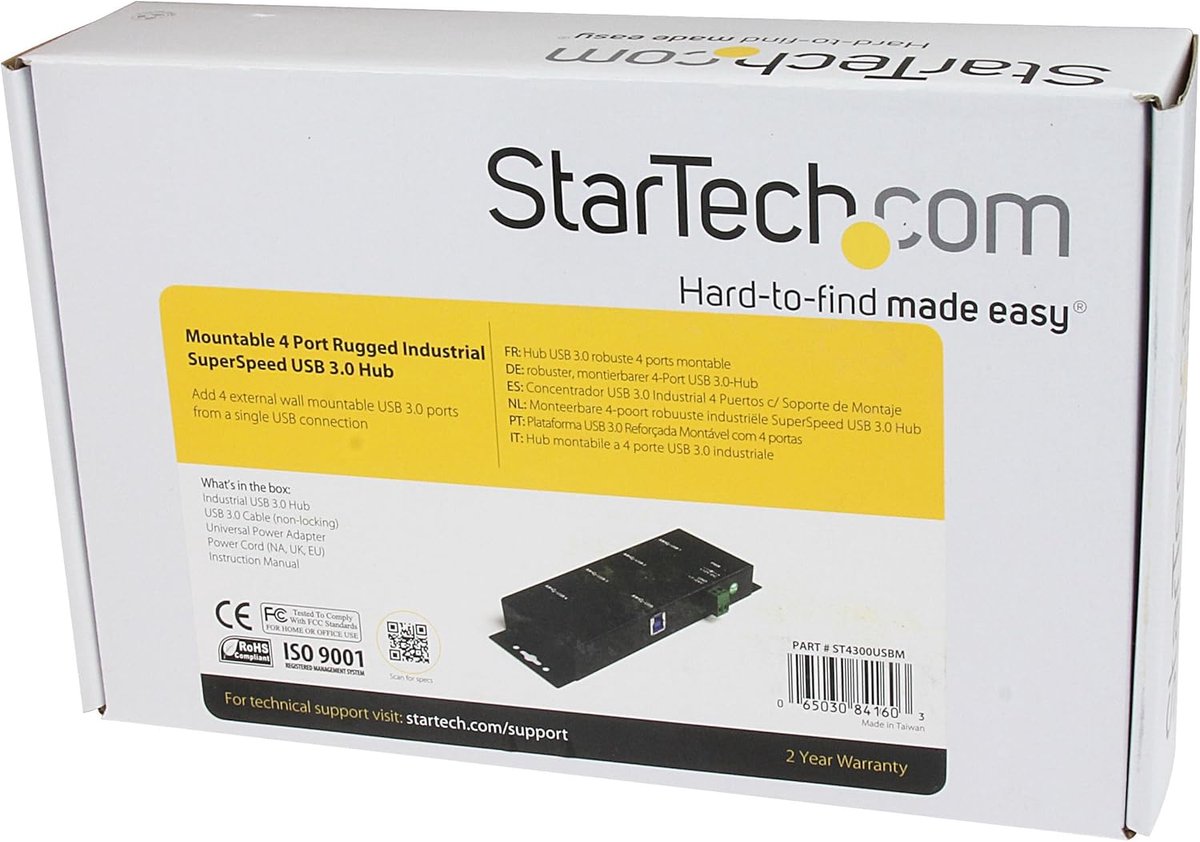 4-Poorts USB 3.0 Hub - Industriële Metalen USB-Expander met Montageopties