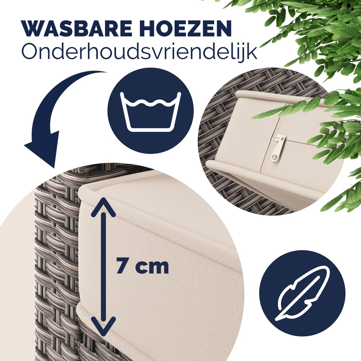 Casaria Polyrottan Loungeset - 6 Personen met WPC Tafel thumbnail 3