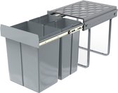 Inbouw Prullenbak 40L (2×10L+20L) – Uittrekbare Afvalscheiding – Keukenkast – Grijs
