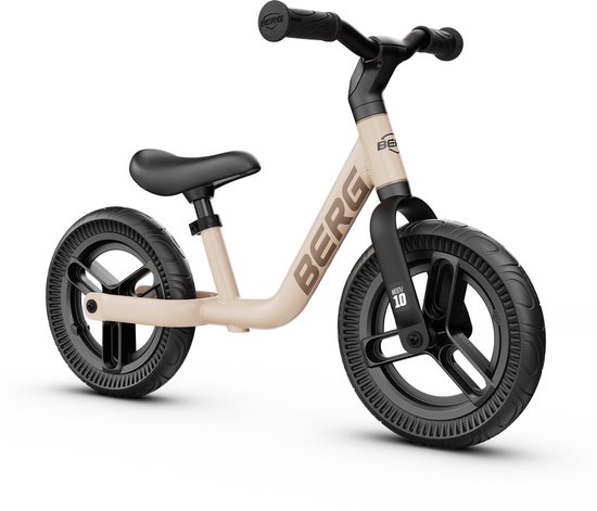 BERG MOOV10 Loopfiets - 2+ jaar - 10 inch - Lichtgewicht - Anti-lek EVA Banden - Verstelbaar Stuur en Zadel - Sand Beige