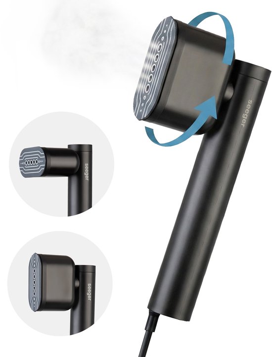 Seeger SuperSteam Kledingstomer - 3 standen - Compact Design - Handstomer - Stoom- en strijkfunctie - Zwart