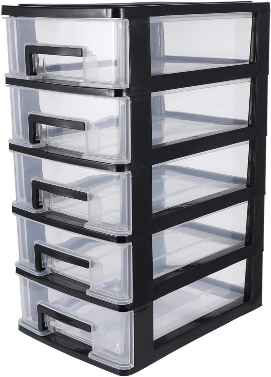 Kunststof Opbergbox met 5 Schuifladen Organizer voor Bureau en Werkruimte
