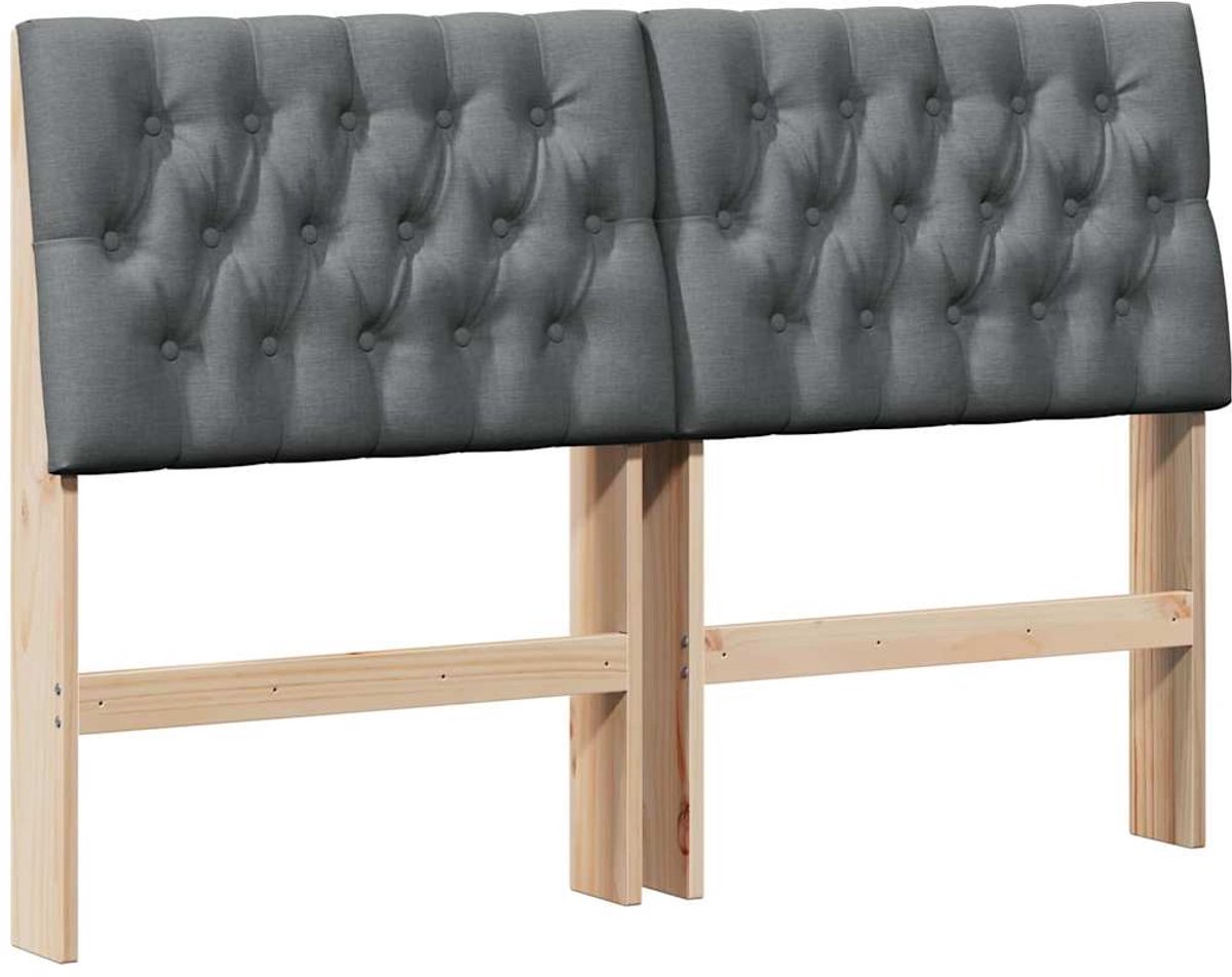 vidaXL Gestoffeerd - hoofdbord - Donkergrijs - 140 - cm - Massief - grenenhout