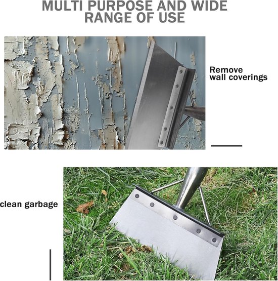 Multifunctionele Reinigingsschep 25 cm - Roestvrijstalen Tuinschep - Onkruidverwijderaar voor Tegels & Mos - Sneeuwschep & Schraper - Exclusief Steel - Zilver van Merkloos	 — afbeelding 5