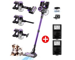 AG4200 Steelstofzuiger Draadloos – 2 Accu’s – 90 Min Stofzuigen – Krachtige Stofzuiger Zonder Zak – Geschikt voor Dierenharen – 2-in-1 Kruimeldief – Compact & Lichtgewicht – Verstelbare Stang - Deep Purple