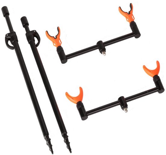 Foto: Fil bank stick buzz bar set 8 delig met 2 banksticks 2 buzz bars 2 voor en 2 achtersteunen voor 2 hengels karpervissen witvissen