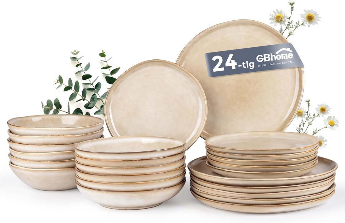 Bordenset 24 delig - Serviesset 6 Persoons - Stijlvol en Duurzaam Servies - Eetserie