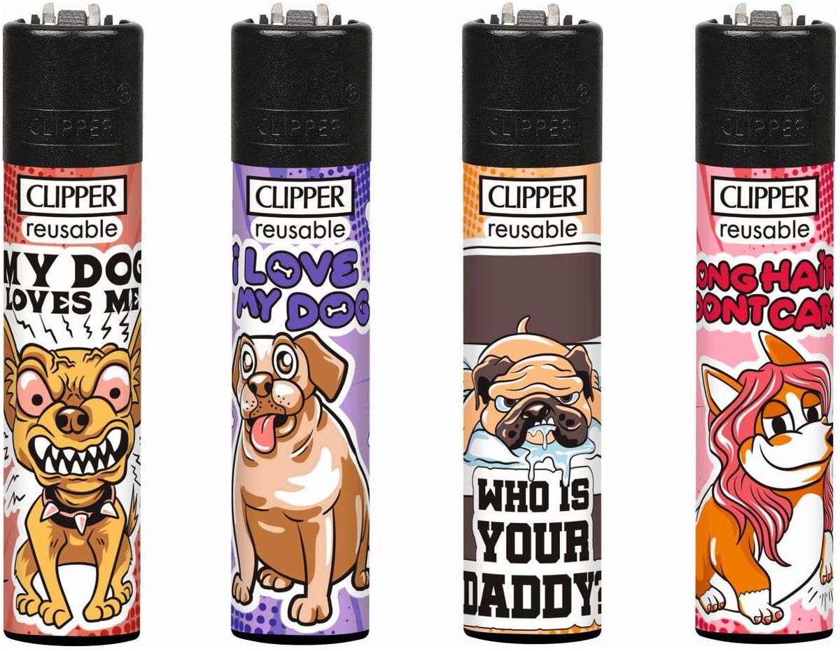 Clipper Classic Large Aanstekers "Doglove" (4 Stuks)