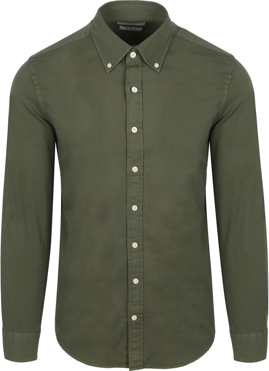 King Essentials The Tommy Overhemd Olijfgroen - Maat M - Heren