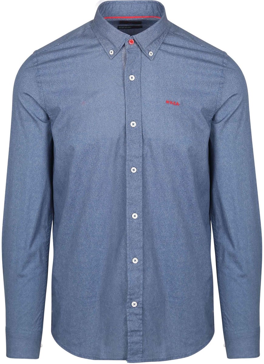 NZA - Blauw katoenen stretch overhemd