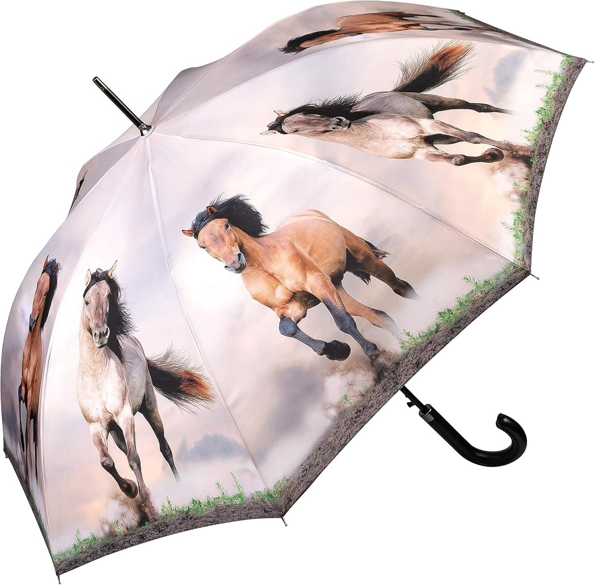 Steekparaplu Heren Dames Automatisch Openen Wilde Paarden Design