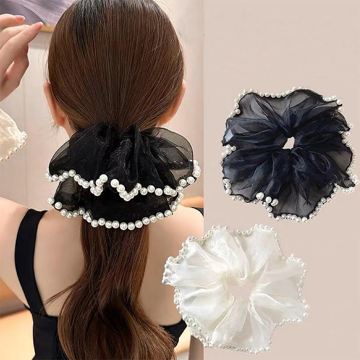 Grote Strik Haarclip met Parels voor Vrouwen - Elegant Haaraccessoire