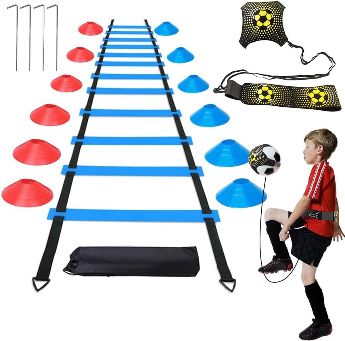 Coördinatieladder en Voetbaltrainingsset met Kicktrainer voor Kinderen en Volwassenen