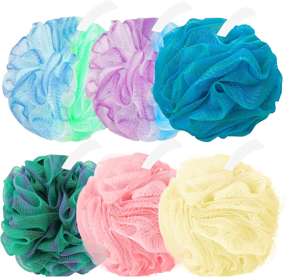 Set van 6 Douche Loofahs - Zachte en Stevige Bad Spons voor Lichaamsreiniging