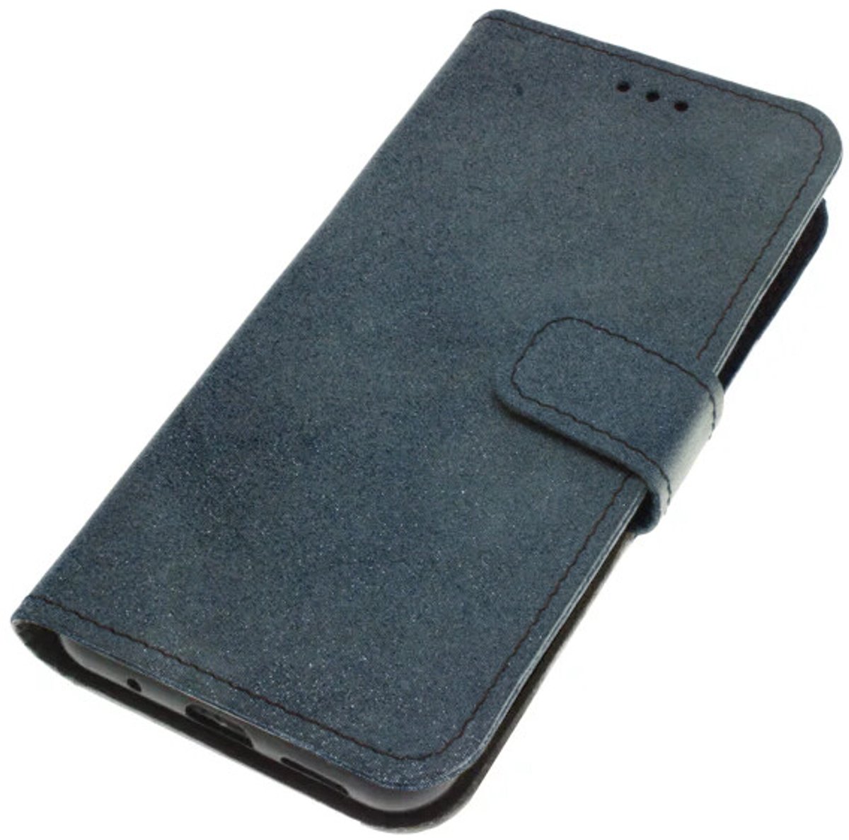 Echt leer hoesje geschikt voor Samsung Galaxy S26 Soepel suède kalfsleer – denim look
