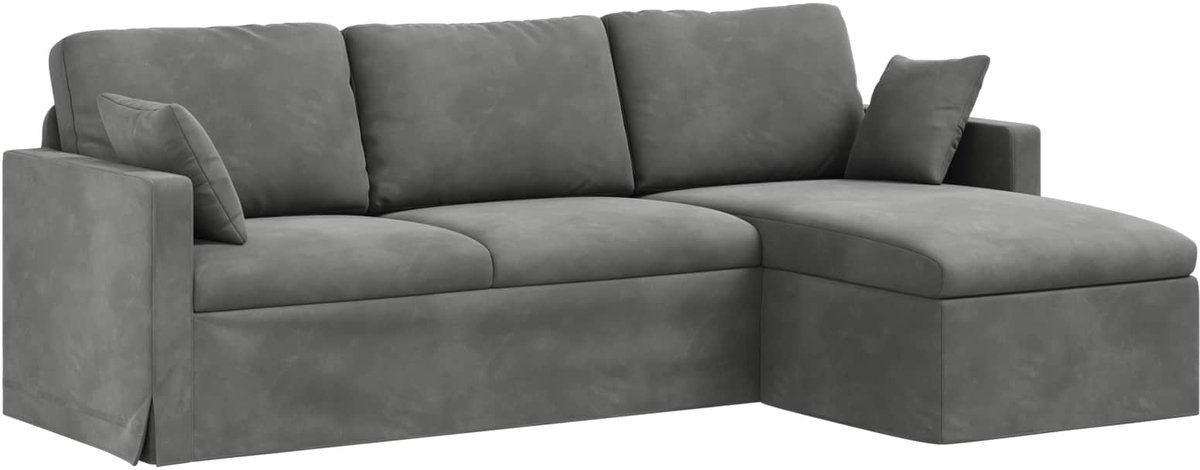 vidaXL Bank - Donkergrijs - 228 - x - 134 - x - 80 - cm - Fluweel