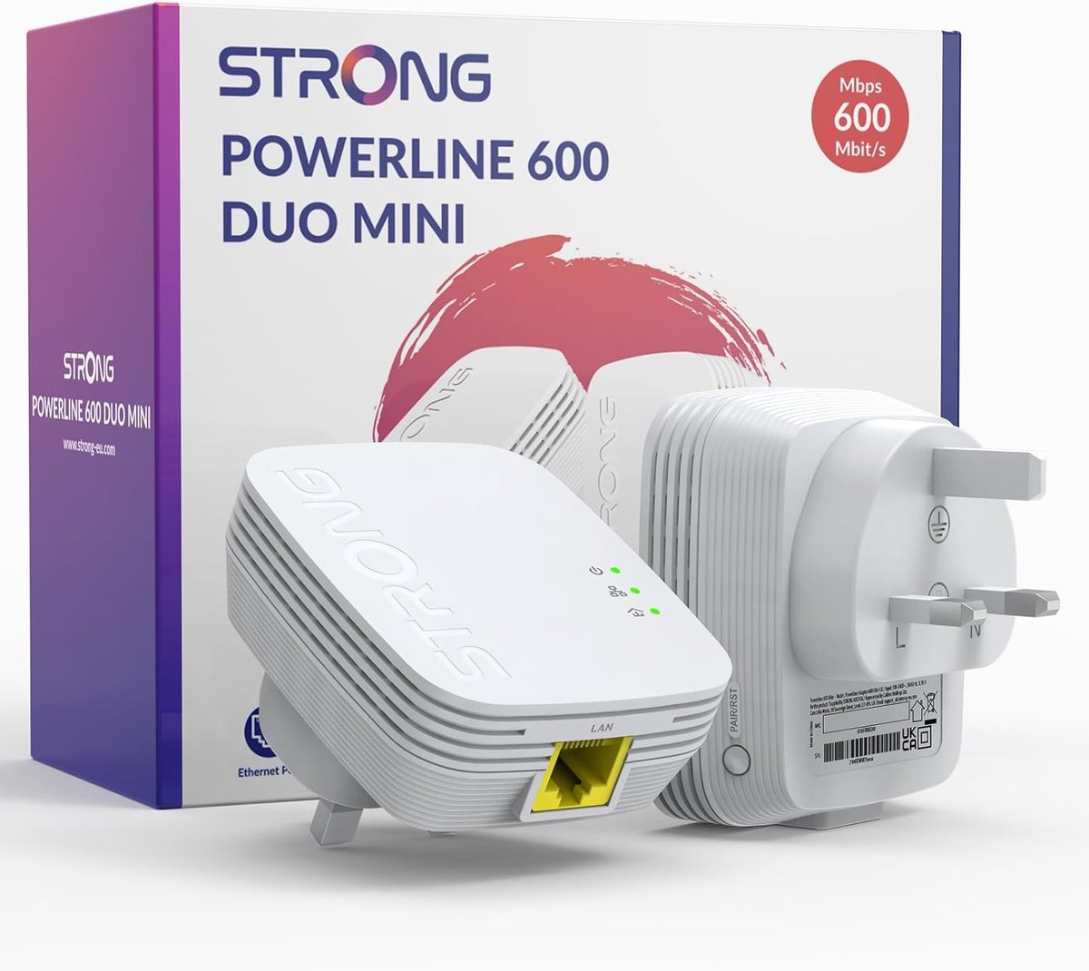 Powerline Adapter Set 600 Mbps - Betrouwbaar Internet Uitbreiden via Stopcontact - Plug & Play & Veilige Wifi Versterker