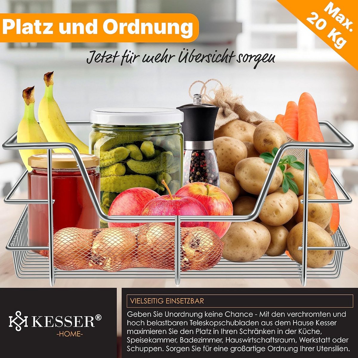Uittrekbare Keukenkast Lade - Volledig Uittrekbare Korf voor Orde in Keuken en Kast — cadeau in Cadeau-ideeën - foto 7