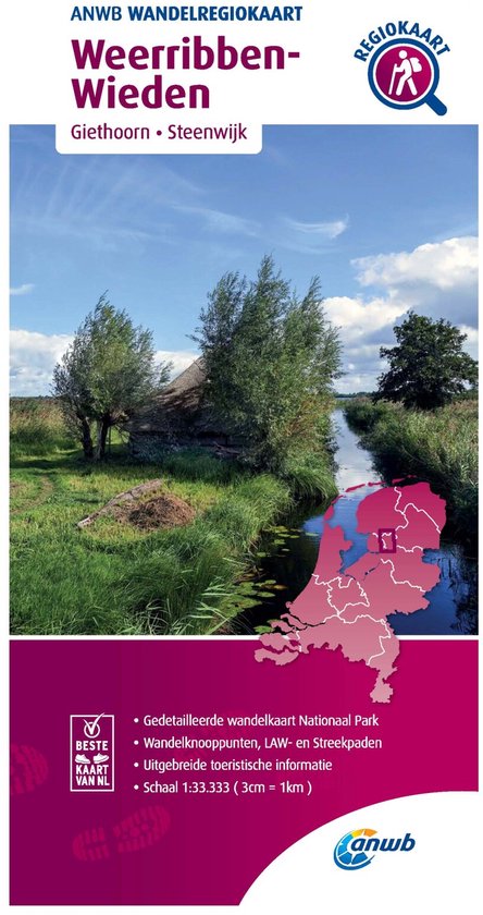 ANWB Wandelregiokaart - Wandelregiokaart Weerribben-Wieden 1:33.333
