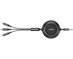 3-in-1 Oplaadkabel Lightning, Micro USB & USB-C - 120 cm - Zwart
