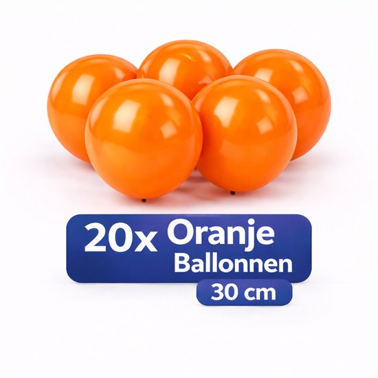 Een groep van vijf oranje ballonnen.