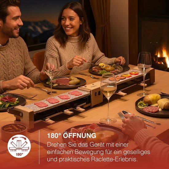 Elektrische Raclette Grill voor 8 Personen met Granieten Dubbele Grillplaat en Fondue Functie — afbeelding 4