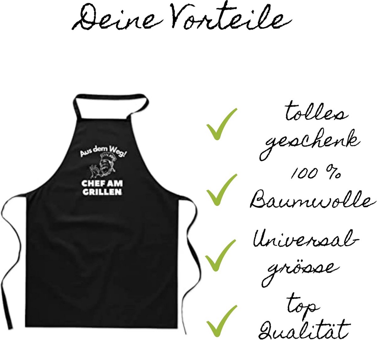 Katoenen BBQ Schort voor Heren met Grappige Tekst - Perfect Cadeau voor Grillmeester