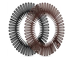 Set van 2 metalen haarbanden – zwarte en bruine flexibele hoofdband – anti-slip haaraccessoire voor dames en heren – geschikt voor sport, dagelijks gebruik en styling