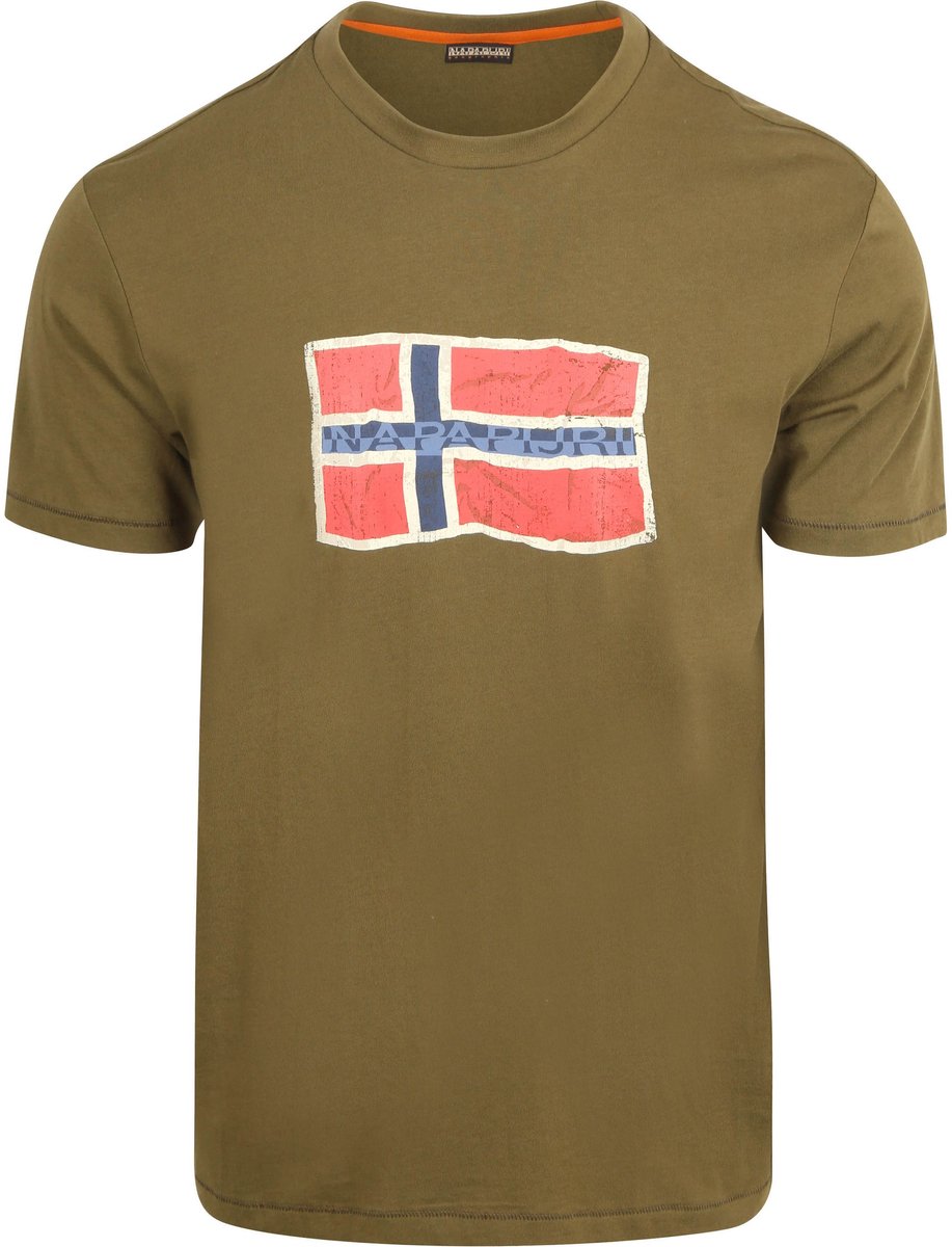 Napapijri T-shirt Mahsa Olijfgroen – Heren Casual T-shirts