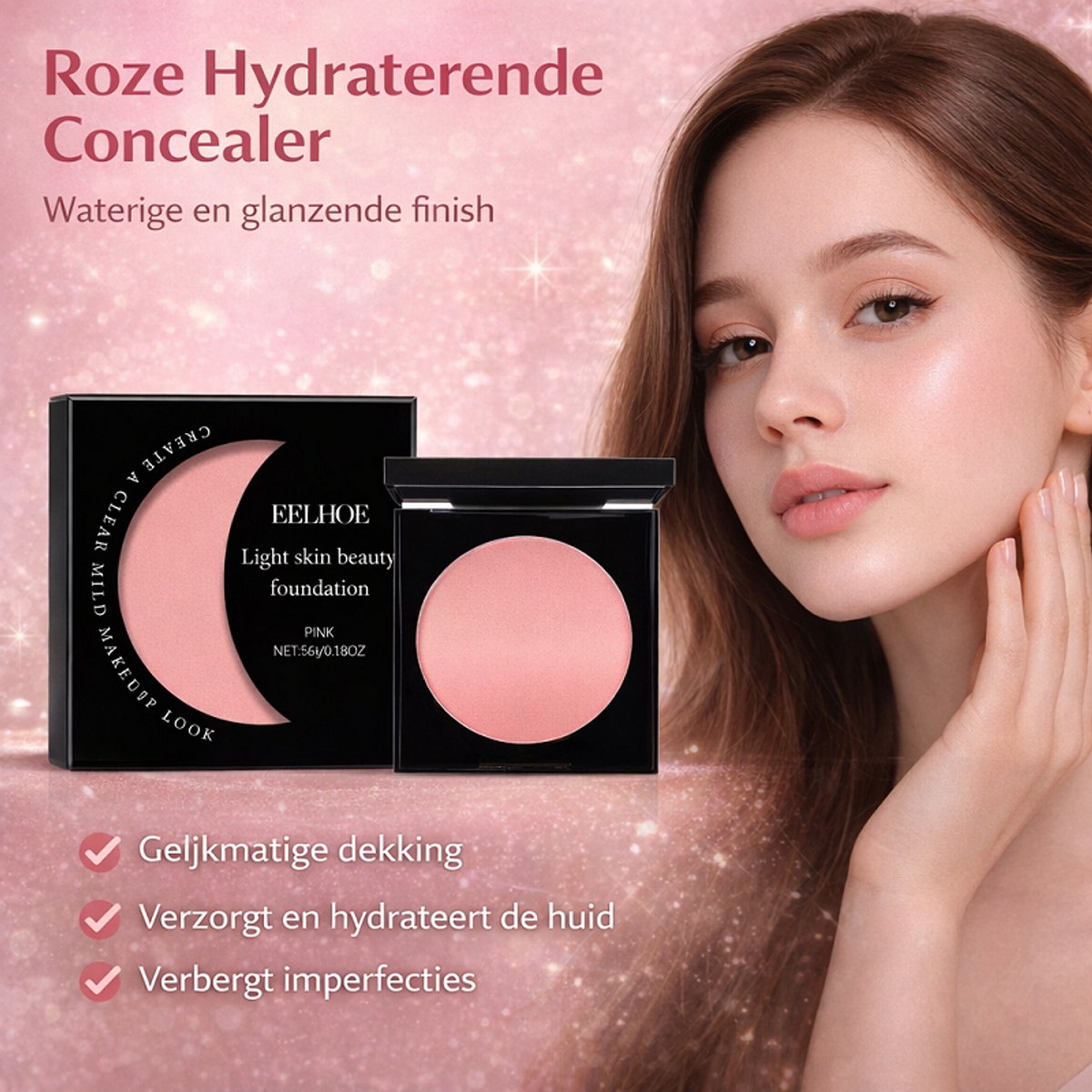 EELHOE Pro - 2-in-1 Concealer & Foundation Stick - Roze Tint met Hyaluronzuur - Intense Hydratatie, Zijdezachte Textuur & 12-Uur Langhoudende Dekking - Voor Alle Huidtypes, Olie- en Droogtebestendig