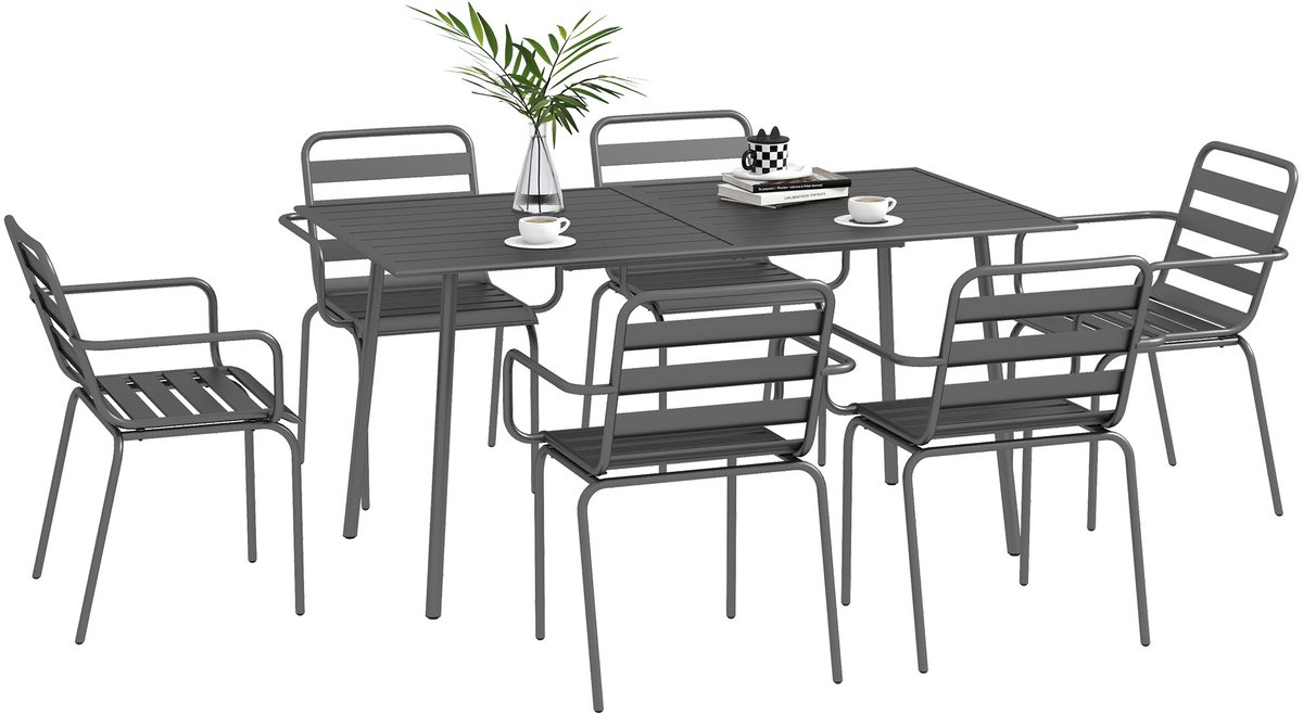 Outsunny Terraseetset - Staal - 150x80x74cm - Grijs