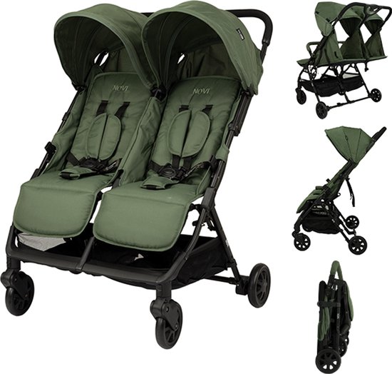 Novi Baby® Foss Go Duobuggy - Forest Green - Geschikt tot 15 kg per zitje - Compact opvouwbaar van Novi Baby® — afbeelding 2