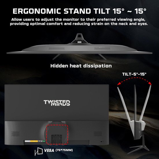 Snelle 24 inch IPS Gaming Monitor - 100 Hz en 1 ms Reactietijd van Merkloos — afbeelding 2
