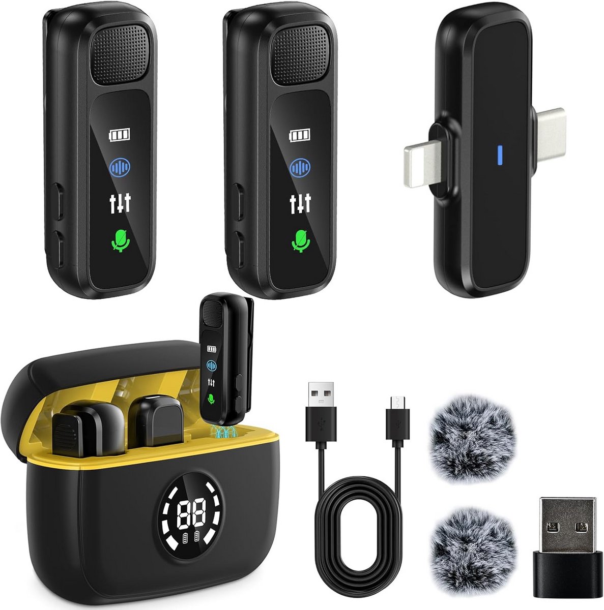 Draadloze Lavalier Microfoon met Digitale Weergave en Ruisonderdrukking