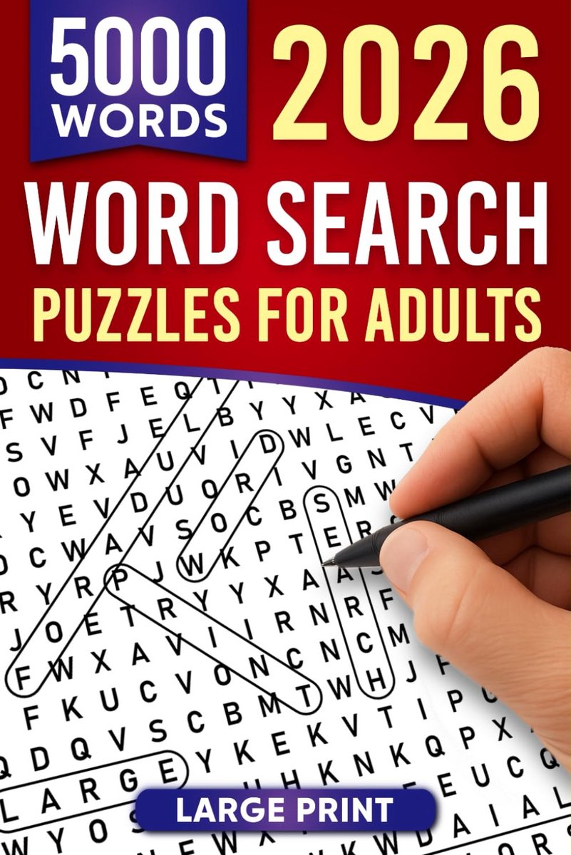 Woordzoekpuzzelboek Groot Lettertype: 100 Thema's met 5000 Woorden Inclusief Oplossingen