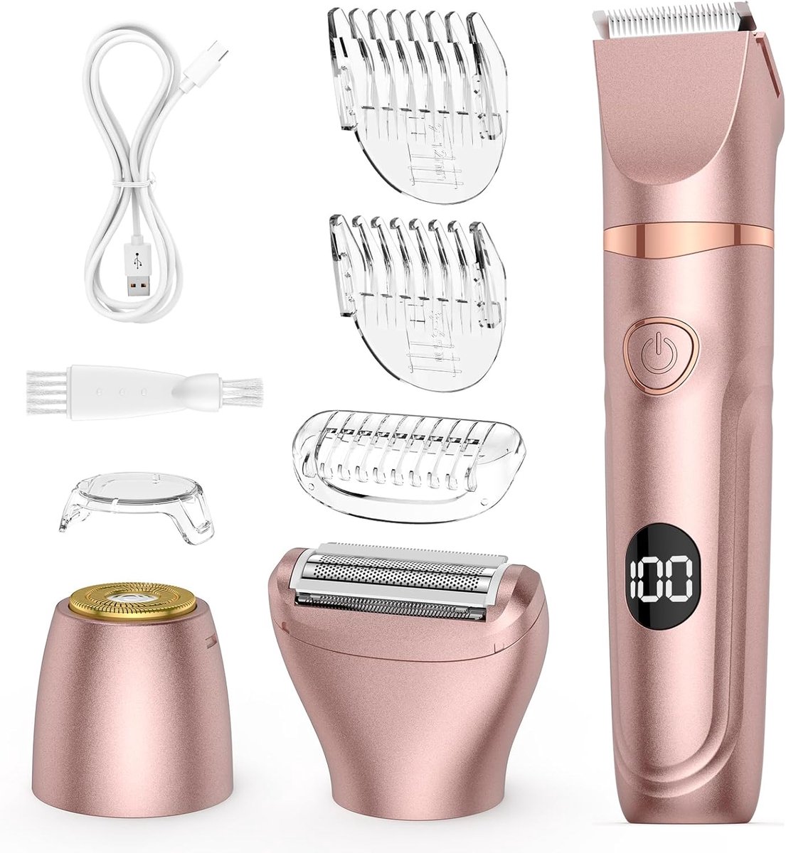 Lady Shaver 3-in-1 Roze – Elektrische Scheerapparaat Vrouwen | Bikini Trimmer | Nat & Droog Gebruik | IPX7 Waterproof | Pijnloos Scheren Benen, Oksels & Intieme Zone | USB Oplaadbaar | Homery