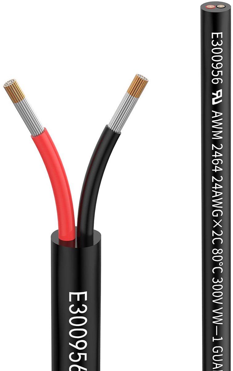 20 Meter Dunne Elektrische Koppelingskabel 2 Geleiders 0,2mm ² Laagspanning Draad