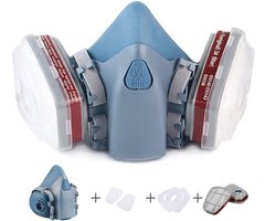 Rekx® Halfgelaatsmasker - 2 verwisselbare luchtfilters - Gasmasker - Stofmasker - Herbruikbaar - Blauw