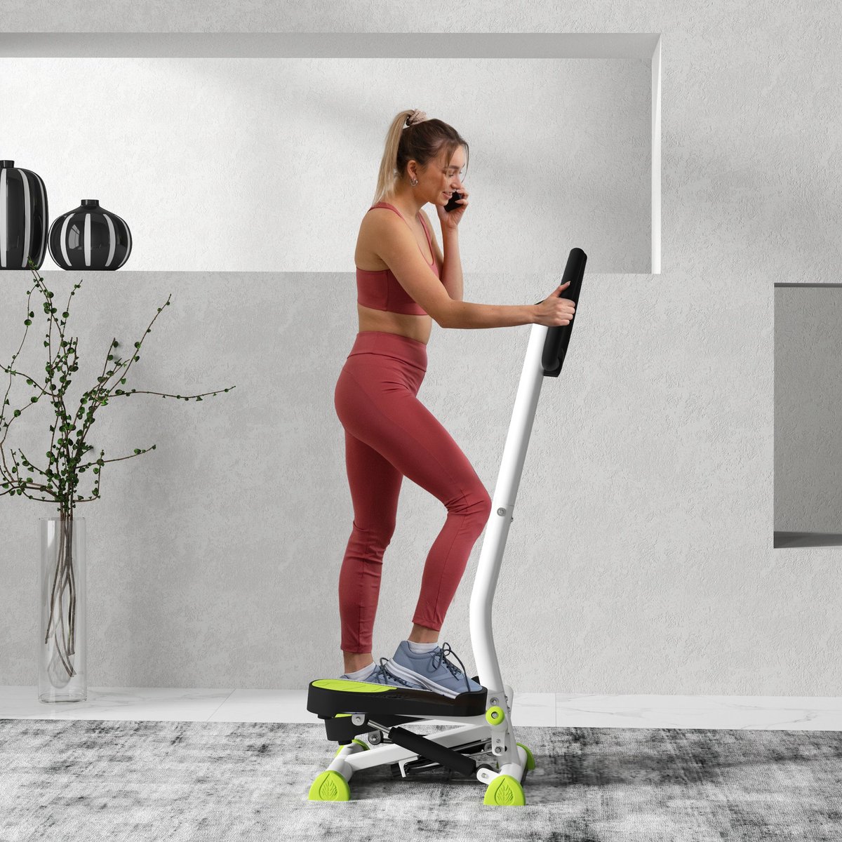MODFU - Stepper - Met LCD Monitor En Handgreep - Thuisgebruik - ABS - Groen - 55 X 44 X 108 Cm