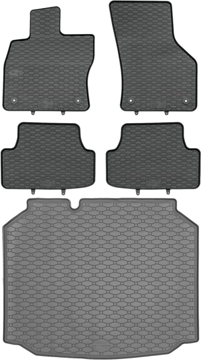 Max-Dywanik Rigum - Autotoebehoren Set - Rubberen Vloermat en Kofferbakmat - Seat Leon III Hatchback 2012-2020 - Zwart