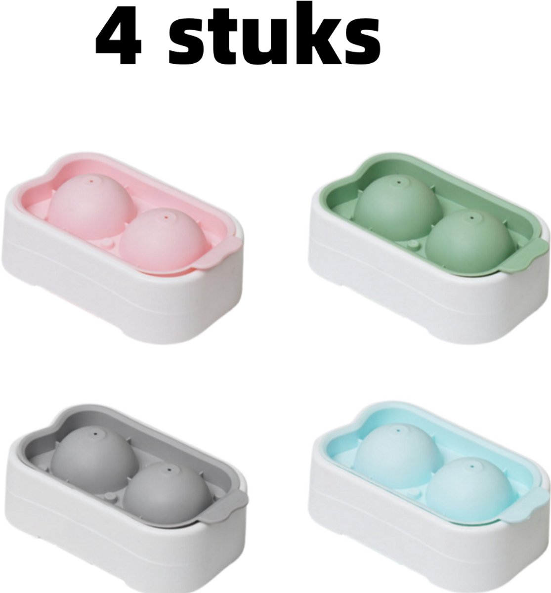 4-delige set - Siliconen ijsblokjesvorm - IJsblokjesbakje - IJsblokjesdoos - Vorm - Geschikt voor ijsblokjesmachines in de koelkast - Drukdeksel - IJsblokjes voor de vriezer - 14 cm * 9 cm * 5,5 cm - Verkrijgbaar in diverse kleuren