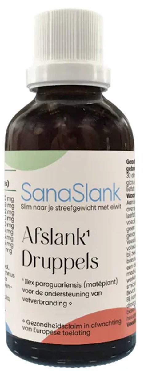 SanaSlank Afslankdruppels 50ml - Guarana Maté Ginseng - Vetstofwisseling - Energieboost