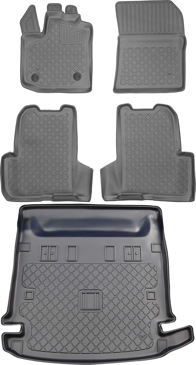 ARISTAR Set - Bagażnikmat en Autovloermatten - Dacia Lodgy Minivan - 07.2012 - Zwart