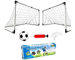 Voetbaldoeltjes set van 2 stuks met bal en pomp
