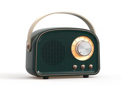 Retro Bluetooth-luidspreker – Mini draagbare draadloze luidspreker – TWS-functionaliteit – Decoratieve retroluidspreker – Geschikt voor thuis/buitengebruik – Groen
