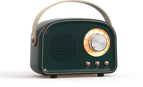 Retro Bluetooth-luidspreker – Mini draagbare draadloze luidspreker – TWS-functionaliteit – Decoratieve retroluidspreker – Geschikt voor thuis/buitengebruik – Groen