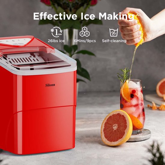 Draagbare IJsmachine voor aanrecht, 9 ronde ijsblokjes in 6 minuten, 11 kg per 24 uur, zelfreinigend van Merkloos — afbeelding 2
